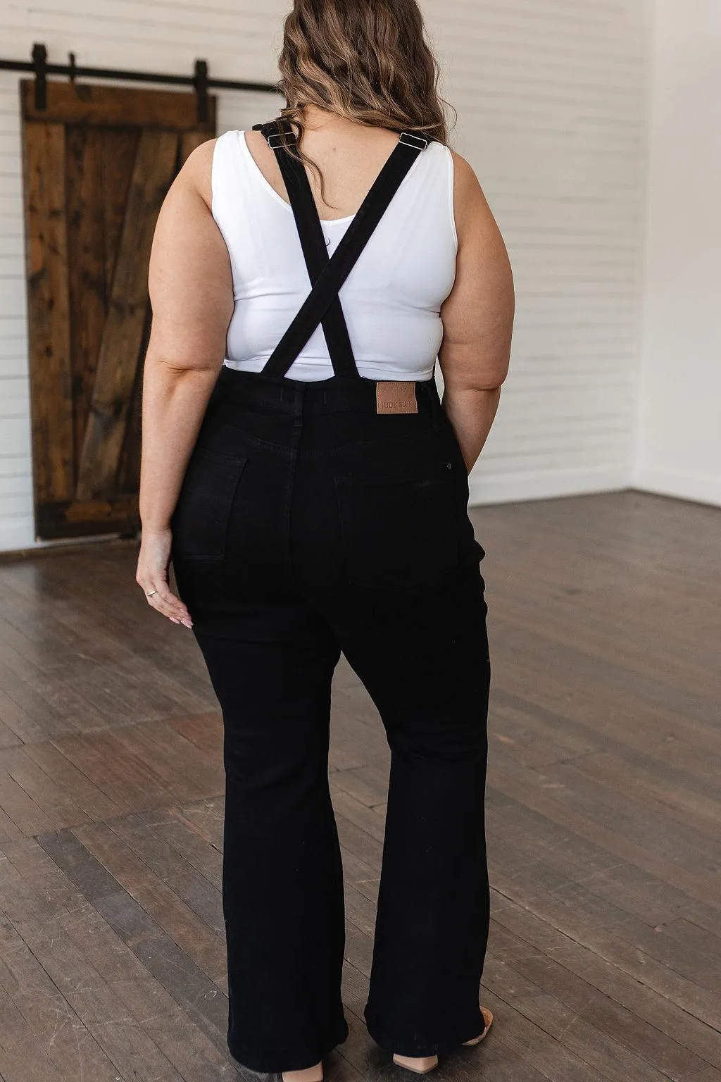 Here and Now Retro Flare Overalls in Black