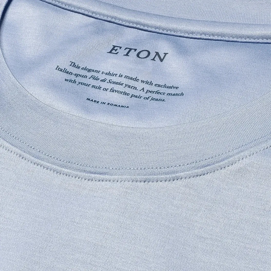 Light Blue Filo di Scozia Crewneck Slim Fit T-Shirt - ETON