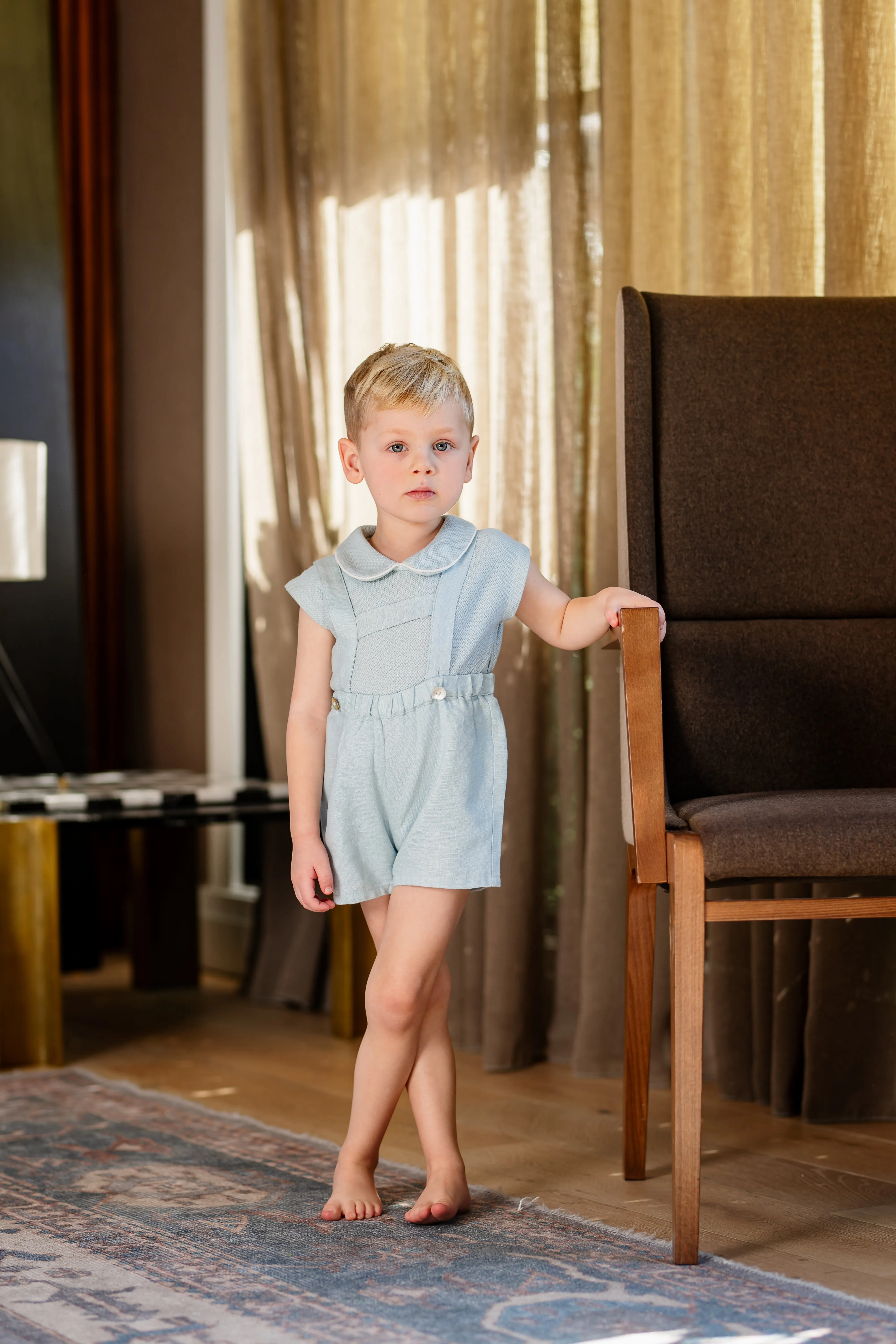 Light Blue Linen Overalls
