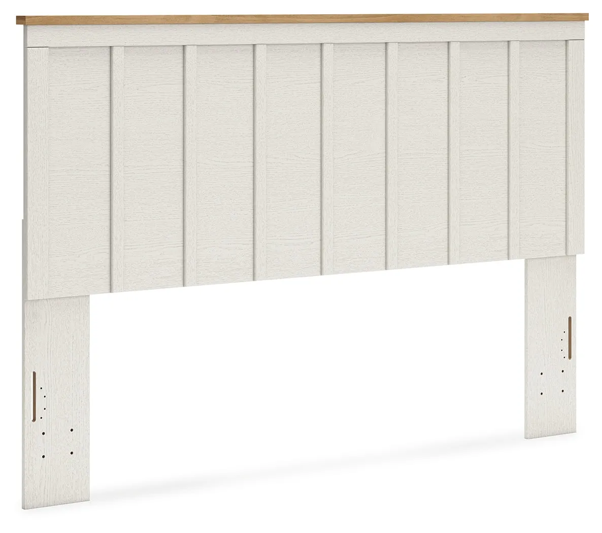 Linnocreek King Panel Headboard with 2 Nightstands in White/Warm Brown