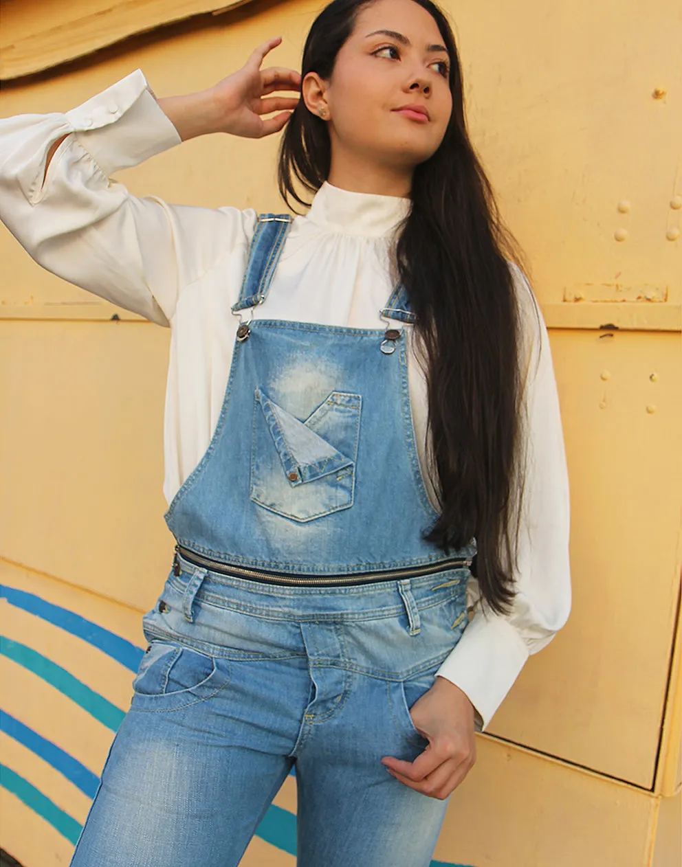 Long Dungarees in Light Blue