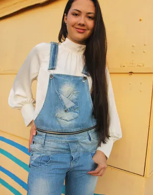 Long Dungarees in Light Blue