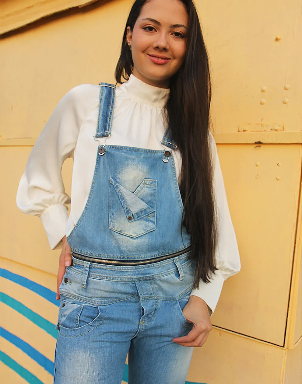 Long Dungarees in Light Blue