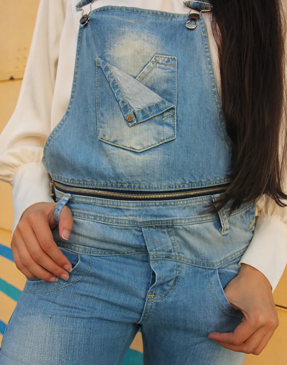 Long Dungarees in Light Blue