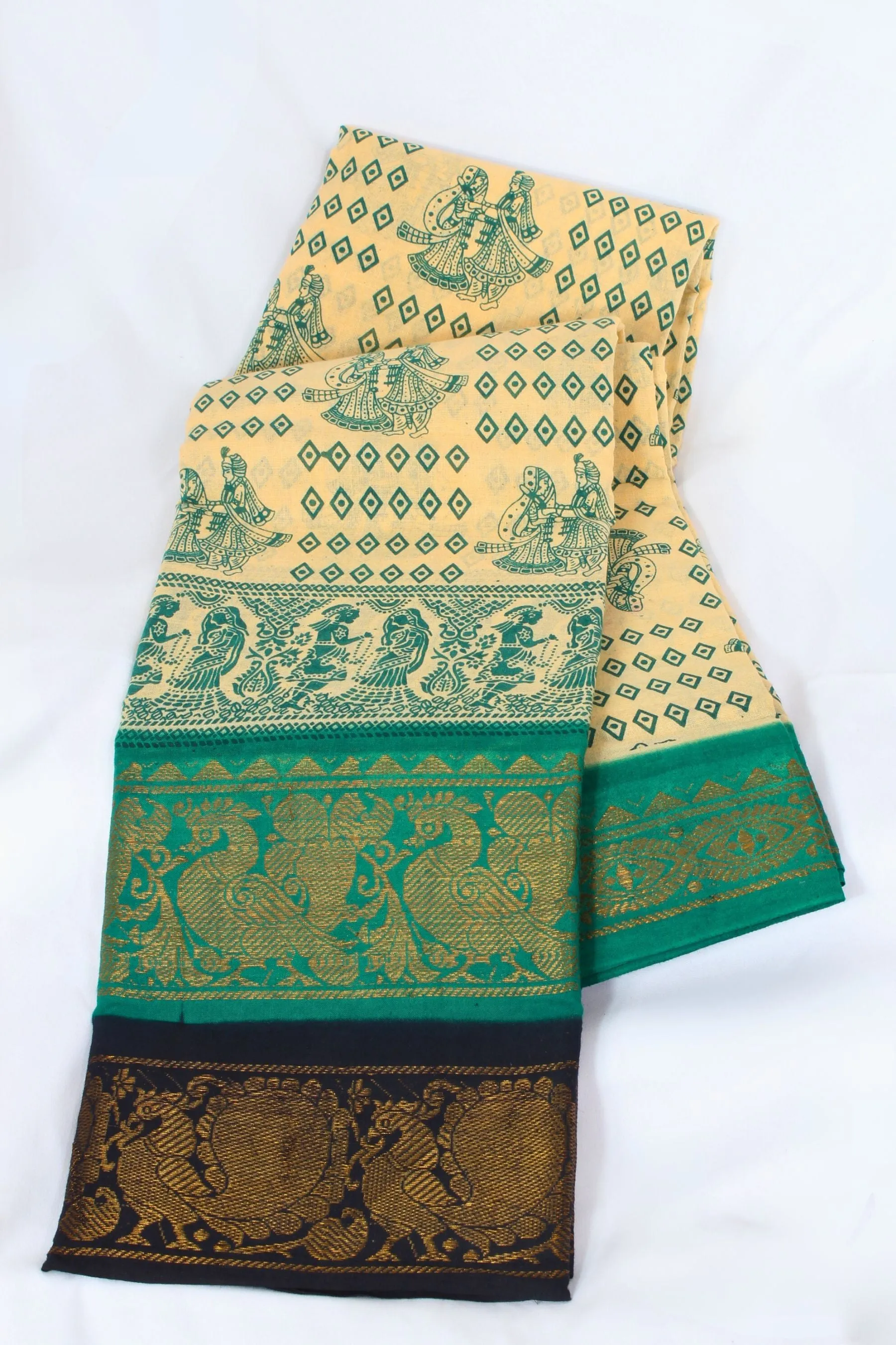 Madurai Pure Sungudi Cotton Saree with Elegant Double Borders