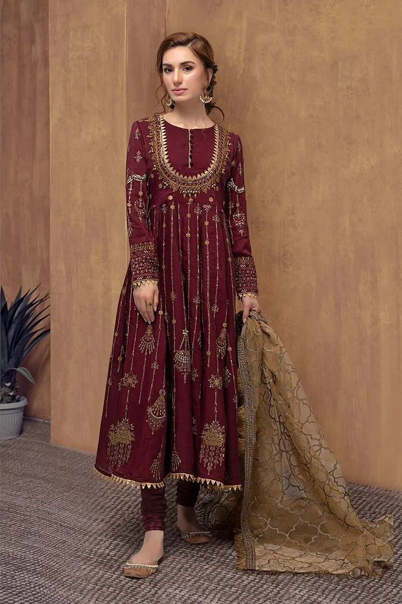 MariaB Designer Dress in Maroon Color #J6126