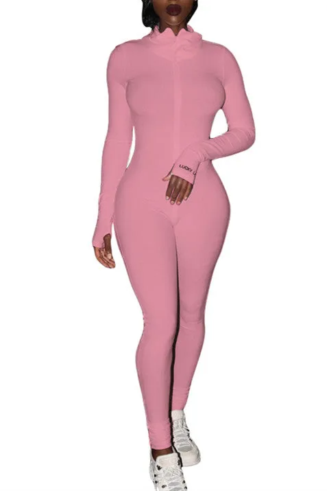 MB FASHION RIBBED ZIPPER JUMPSUIT 5515 SUN DAMAGE ON SALE