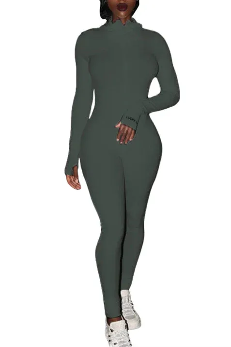 MB FASHION RIBBED ZIPPER JUMPSUIT 5515 SUN DAMAGE ON SALE