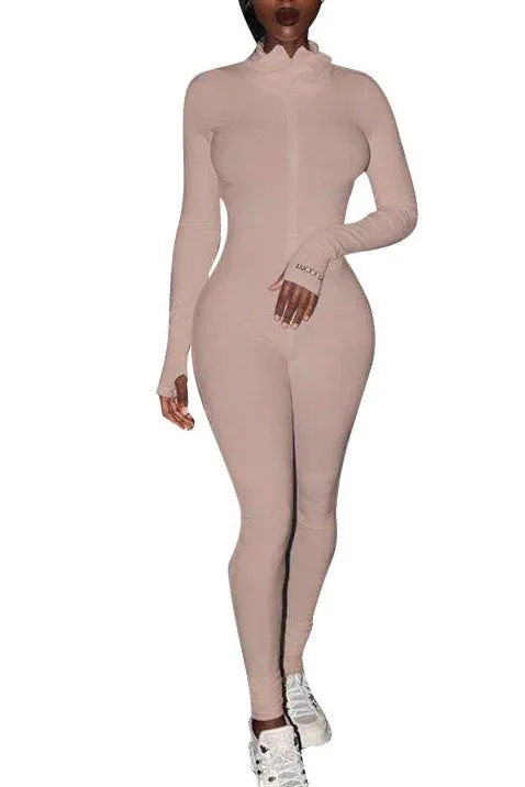 MB FASHION RIBBED ZIPPER JUMPSUIT 5515 SUN DAMAGE ON SALE