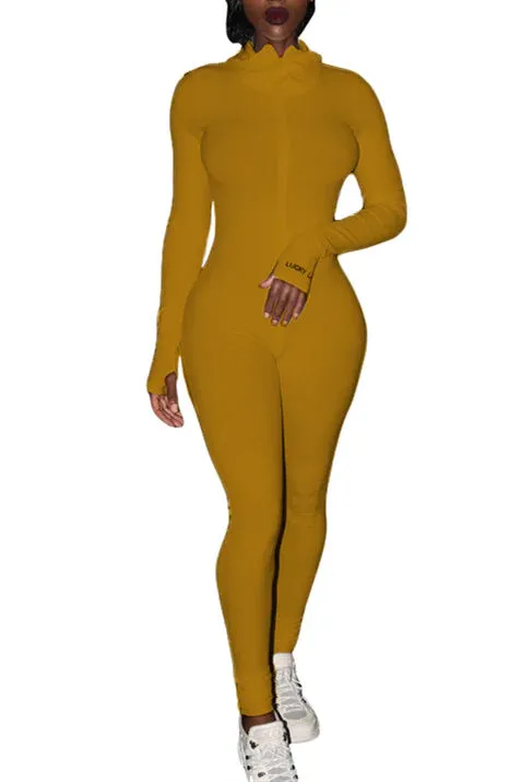 MB FASHION RIBBED ZIPPER JUMPSUIT 5515 SUN DAMAGE ON SALE