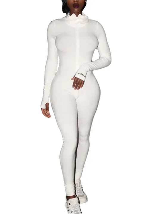 MB FASHION RIBBED ZIPPER JUMPSUIT 5515 SUN DAMAGE ON SALE