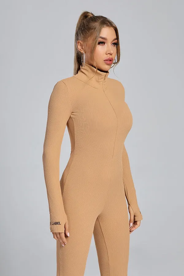 MB FASHION RIBBED ZIPPER JUMPSUIT 5515 SUN DAMAGE ON SALE