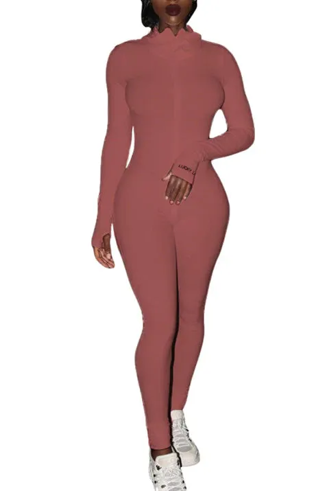MB FASHION RIBBED ZIPPER JUMPSUIT 5515 SUN DAMAGE ON SALE