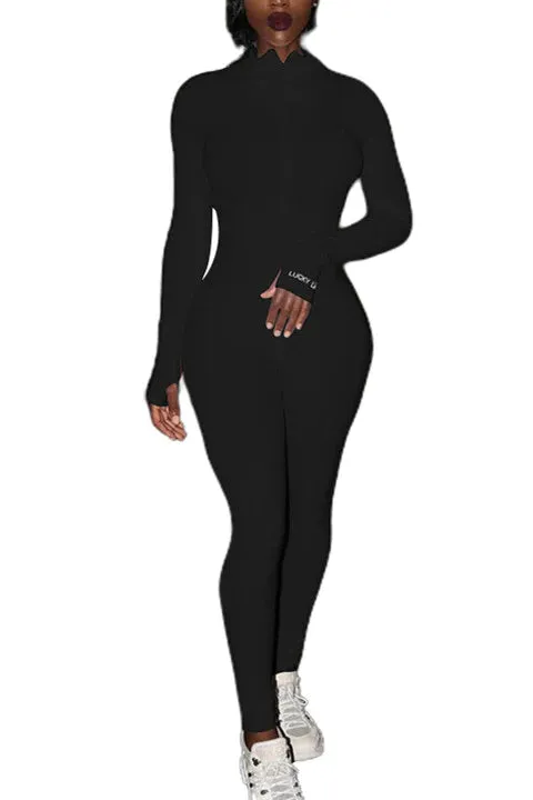 MB FASHION RIBBED ZIPPER JUMPSUIT 5515 SUN DAMAGE ON SALE