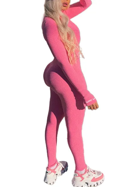 MB FASHION RIBBED ZIPPER JUMPSUIT 5515 SUN DAMAGE ON SALE