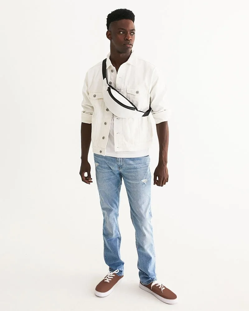 Medium Dark Red Brown Men's Canvas Sneakers | Men's | Medium Dark Pastel Red Brown | C0M60Y60K60