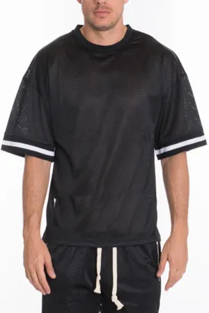 Mens Black Mesh Jersey T Shirt