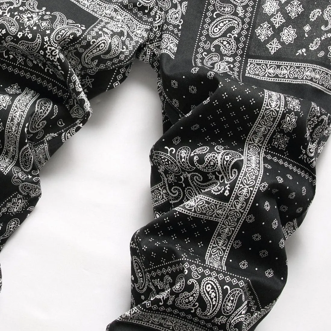 Mens Black Paisley Bandana Printed Jeans Fashion Pattern