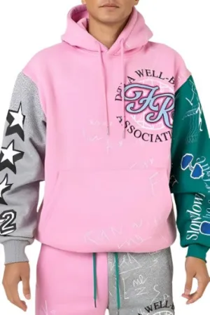 Mens Pink Color Block Hoodie Jacket