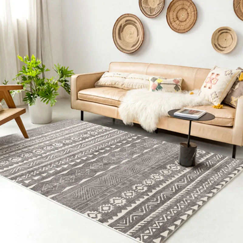 Nordic Style Decorative Rug with Multicolor Patterns - Non-Slip, Stain Resistant, and Washable for Any Room