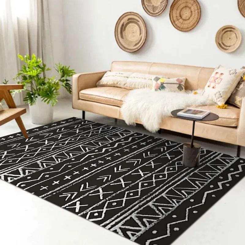 Nordic Style Decorative Rug with Multicolor Patterns - Non-Slip, Stain Resistant, and Washable for Any Room