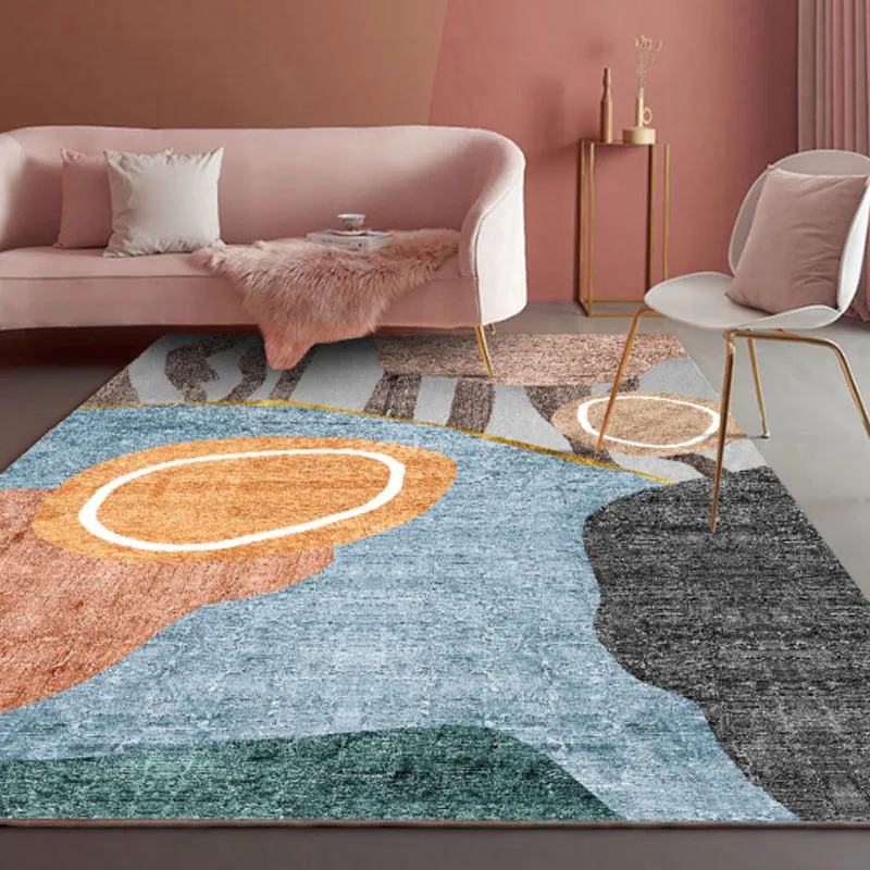 Nordic Style Decorative Rug with Multicolor Patterns - Non-Slip, Stain Resistant, and Washable for Any Room