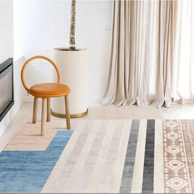 Nordic Style Decorative Rug with Multicolor Patterns - Non-Slip, Stain Resistant, and Washable for Any Room