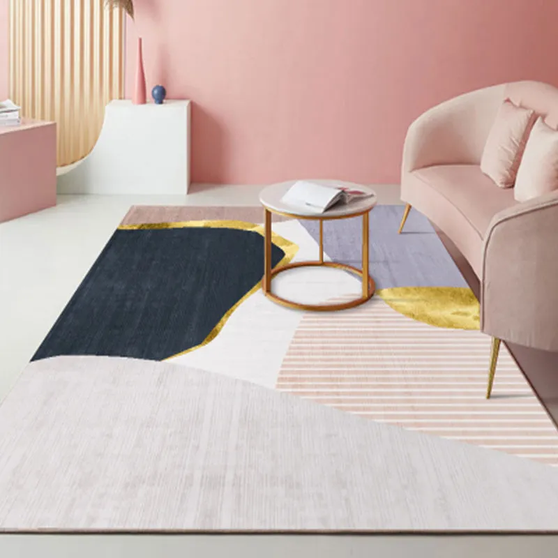 Nordic Style Decorative Rug with Multicolor Patterns - Non-Slip, Stain Resistant, and Washable for Any Room
