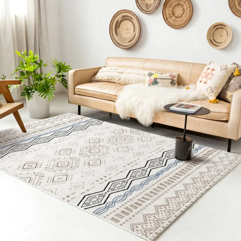Nordic Style Decorative Rug with Multicolor Patterns - Non-Slip, Stain Resistant, and Washable for Any Room