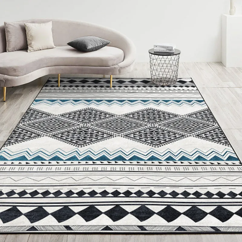 Nordic Style Decorative Rug with Multicolor Patterns - Non-Slip, Stain Resistant, and Washable for Any Room