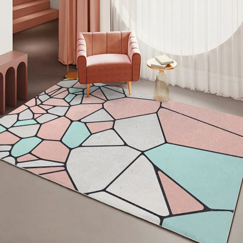 Nordic Style Decorative Rug with Multicolor Patterns - Non-Slip, Stain Resistant, and Washable for Any Room