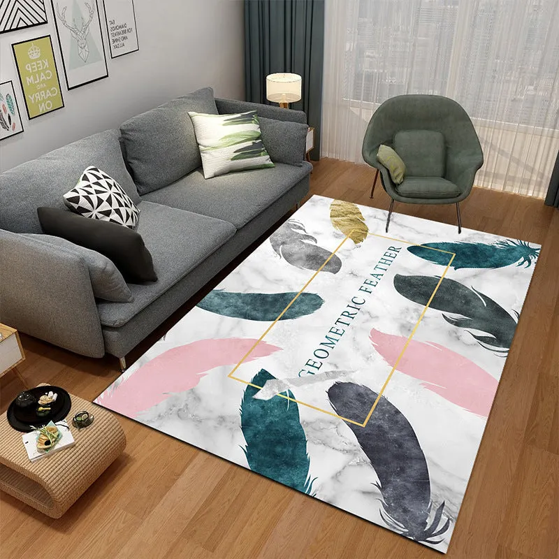 Nordic Style Decorative Rug with Multicolor Patterns - Non-Slip, Stain Resistant, and Washable for Any Room