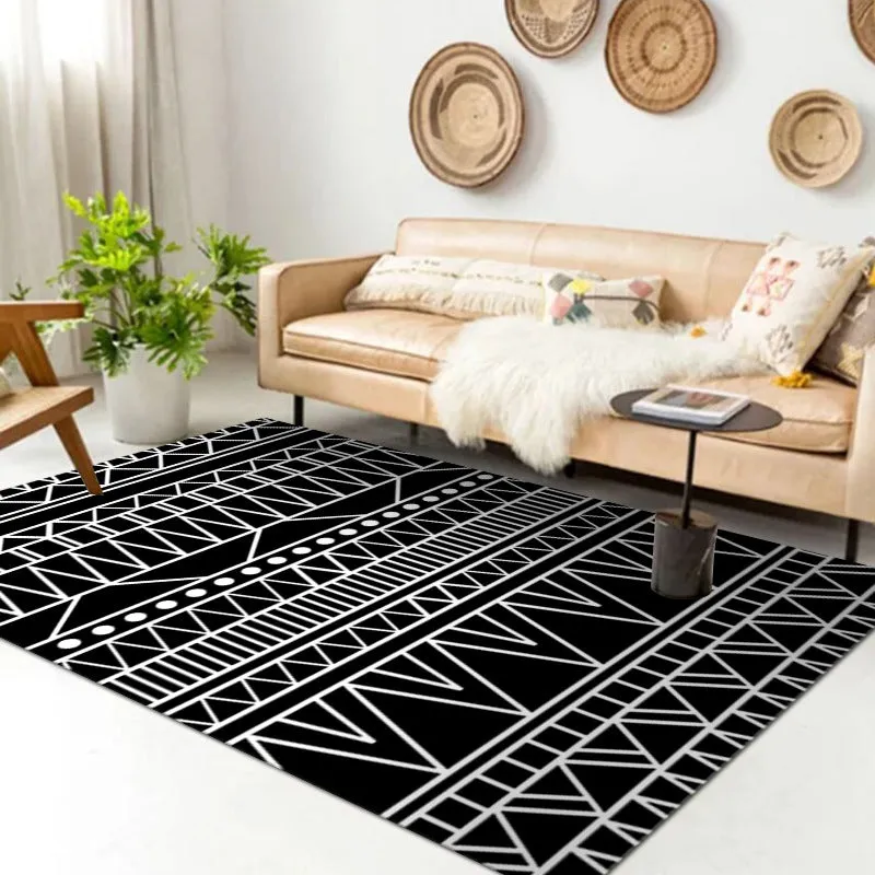Nordic Style Decorative Rug with Multicolor Patterns - Non-Slip, Stain Resistant, and Washable for Any Room