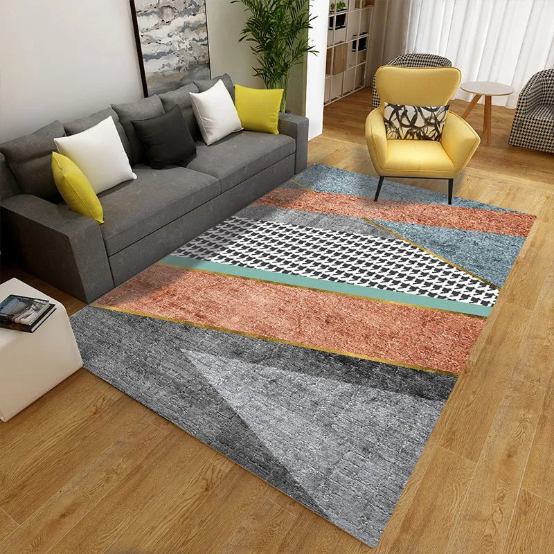 Nordic Style Decorative Rug with Multicolor Patterns - Non-Slip, Stain Resistant, and Washable for Any Room