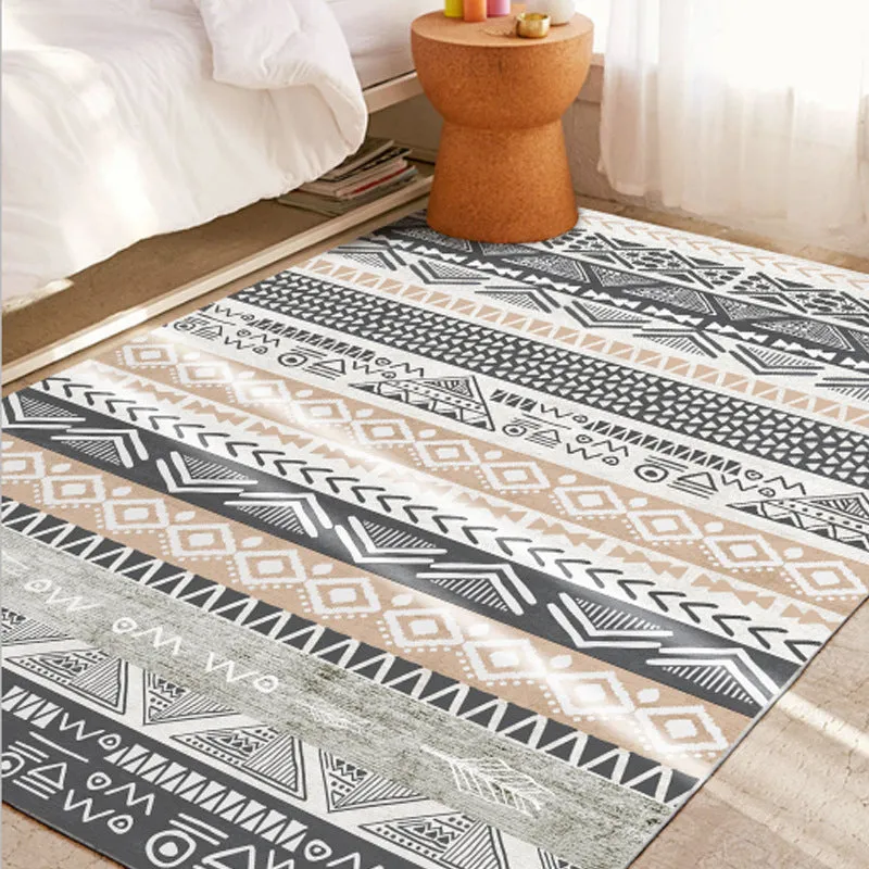 Nordic Style Decorative Rug with Multicolor Patterns - Non-Slip, Stain Resistant, and Washable for Any Room