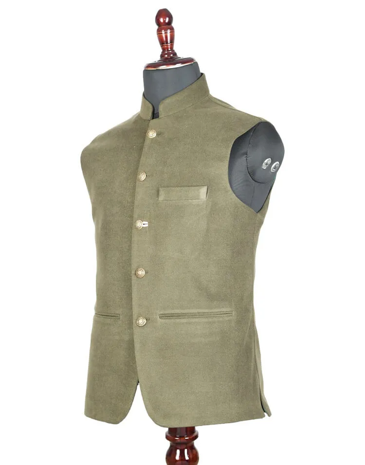 Olive Green Classic Nehru Jacket