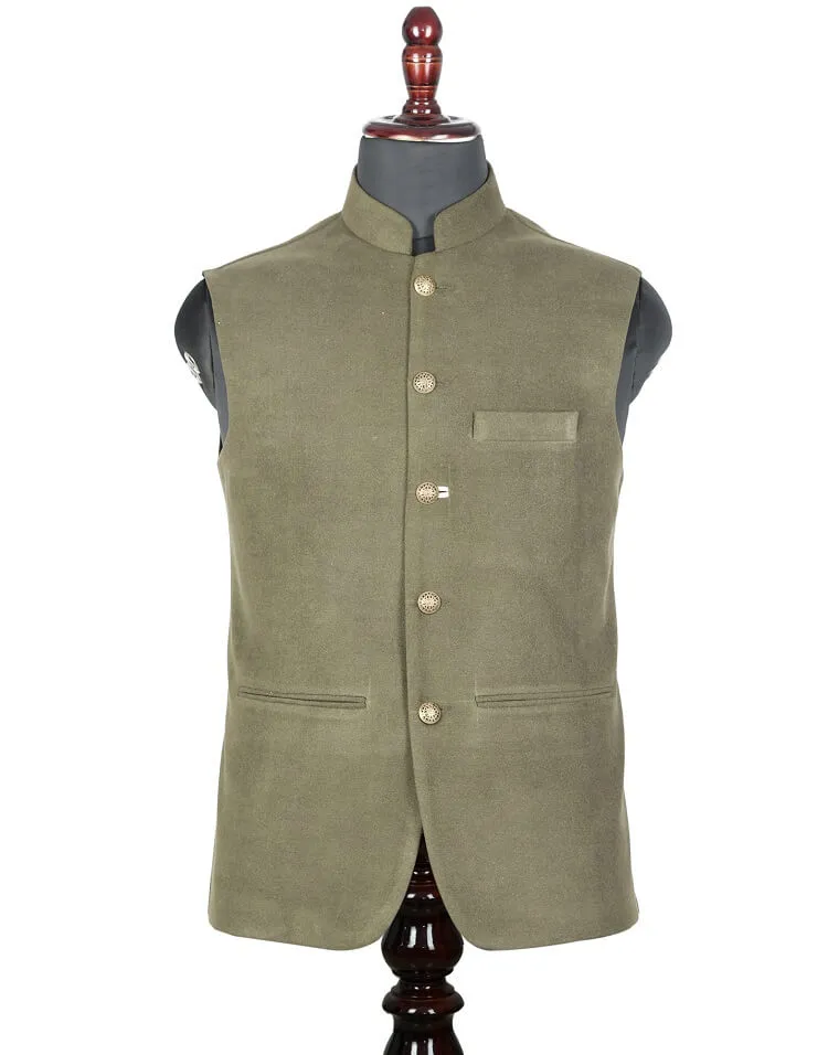 Olive Green Classic Nehru Jacket