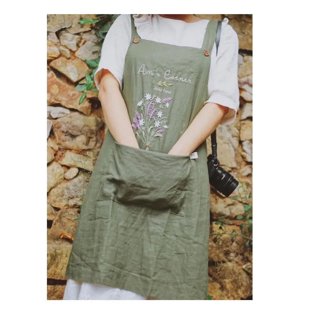 Secret Garden Flower Embroidery Apron