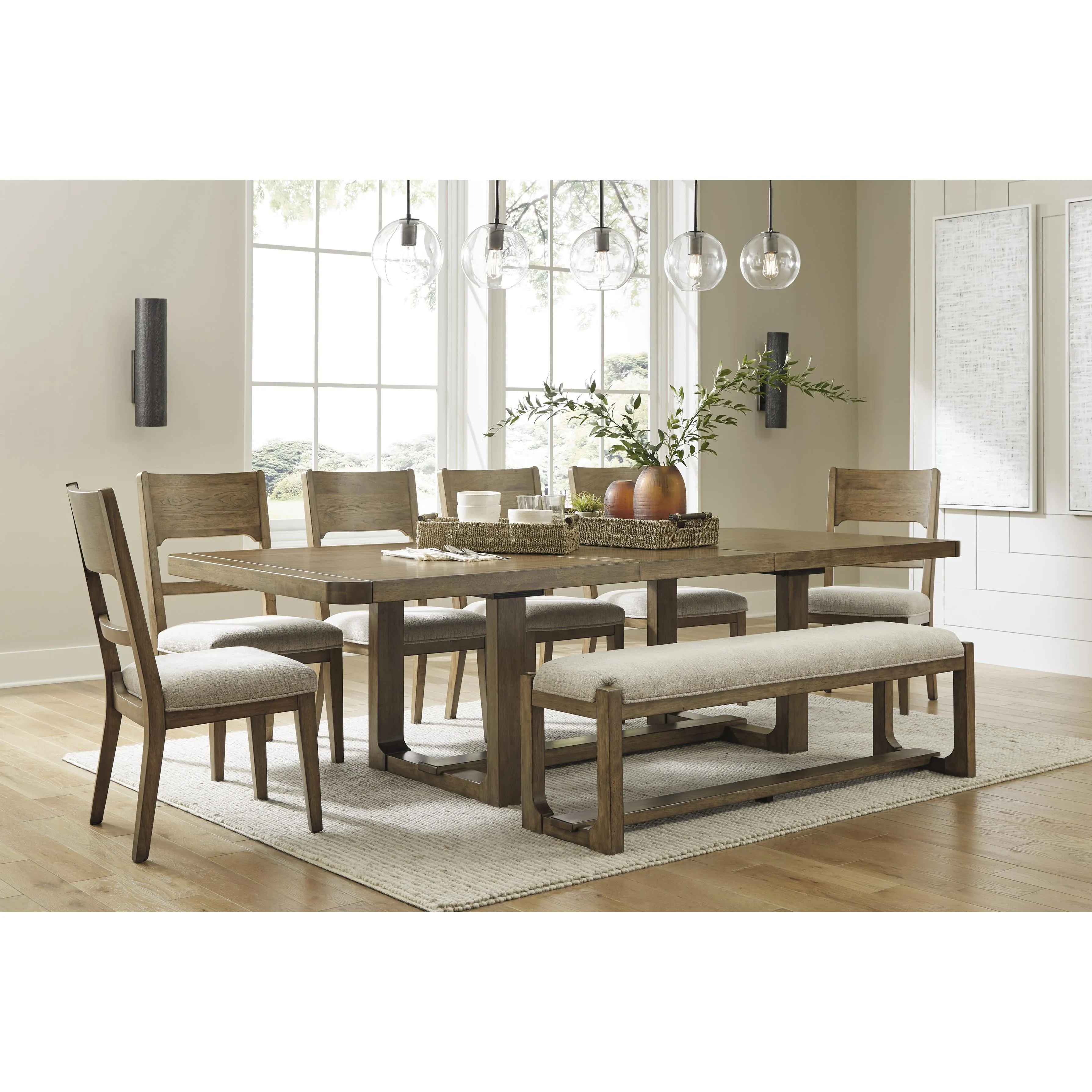 Signature Design by Ashley Cabalynn Dining Table with Trestle Base D974-35