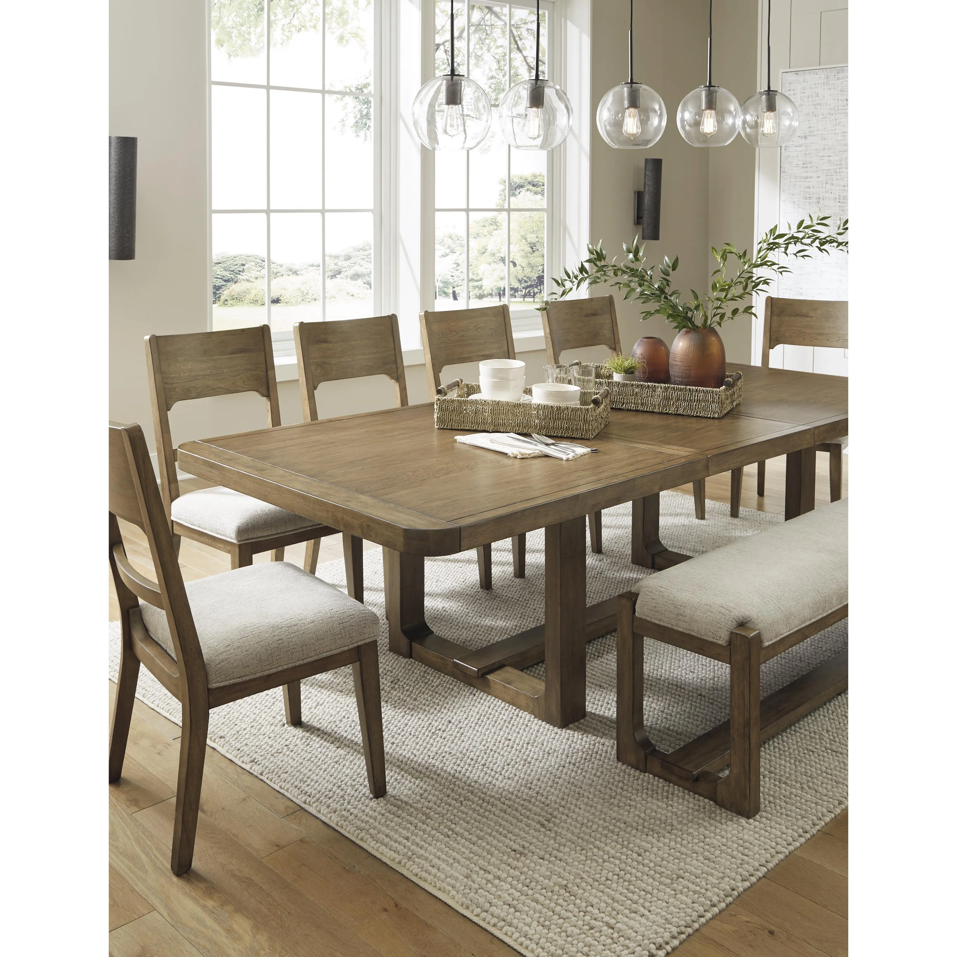 Signature Design by Ashley Cabalynn Dining Table with Trestle Base D974-35