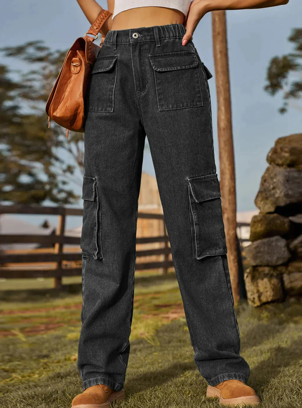 TastyHottie - WASHED ELASTIC POCKET JEANS CASUAL PANTS