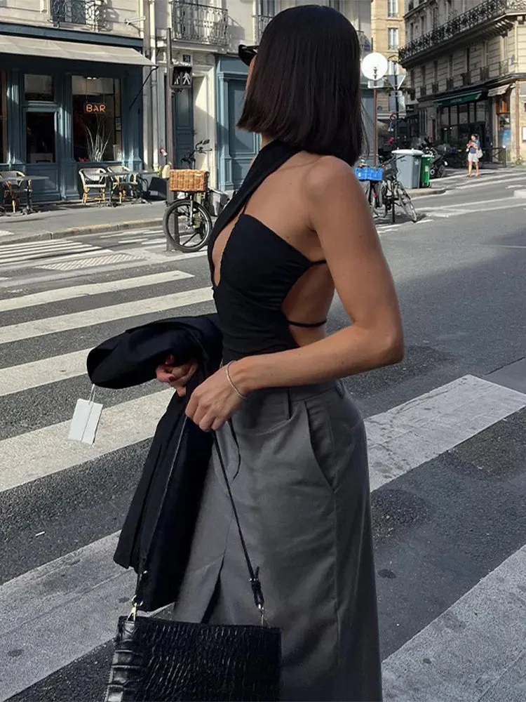 TAVIMART  -  Women's Black Gothic Jumpsuits Vintage Hollow Out Playsuits Harajuku Skinny Rompers Streetwear Slim Overalls Emo Clothes Summer