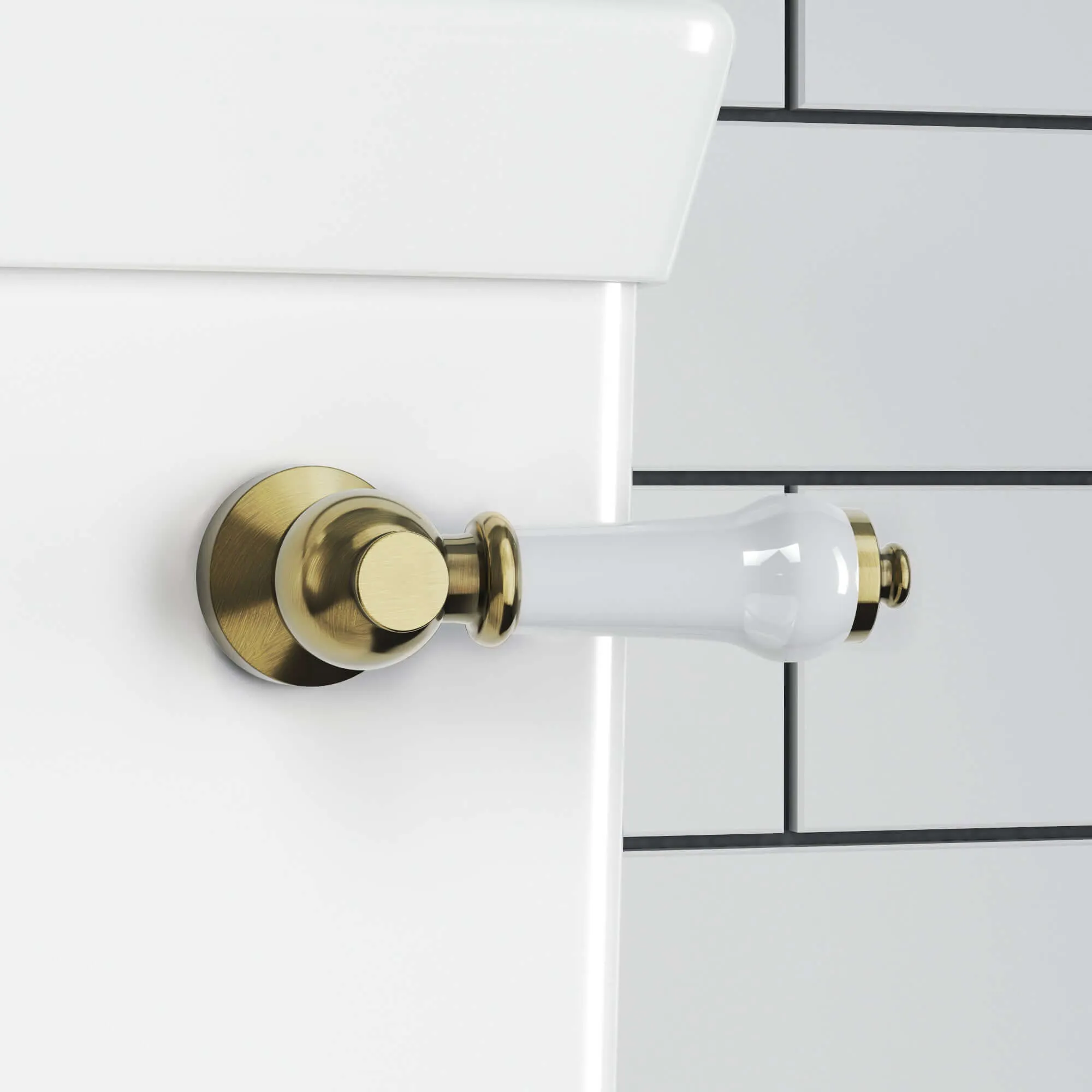 Toilet lever traditional ceramic - antique brass