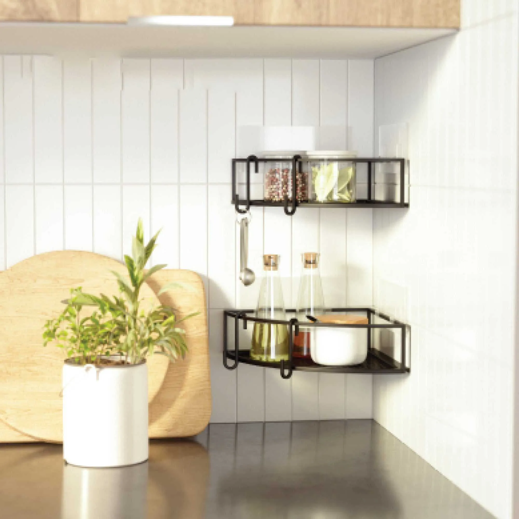 Umbra Cubiko Corner Bin, black (set of 2)