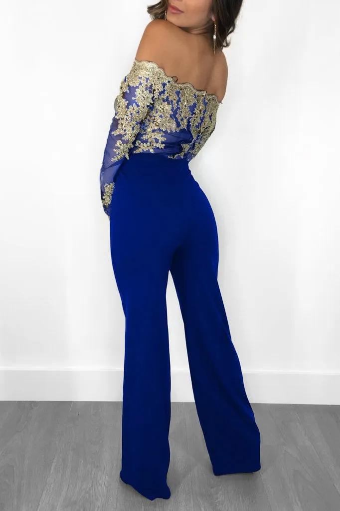 VenusFox Lace Sexy Off Shoulder Patchwork Jumpsuit