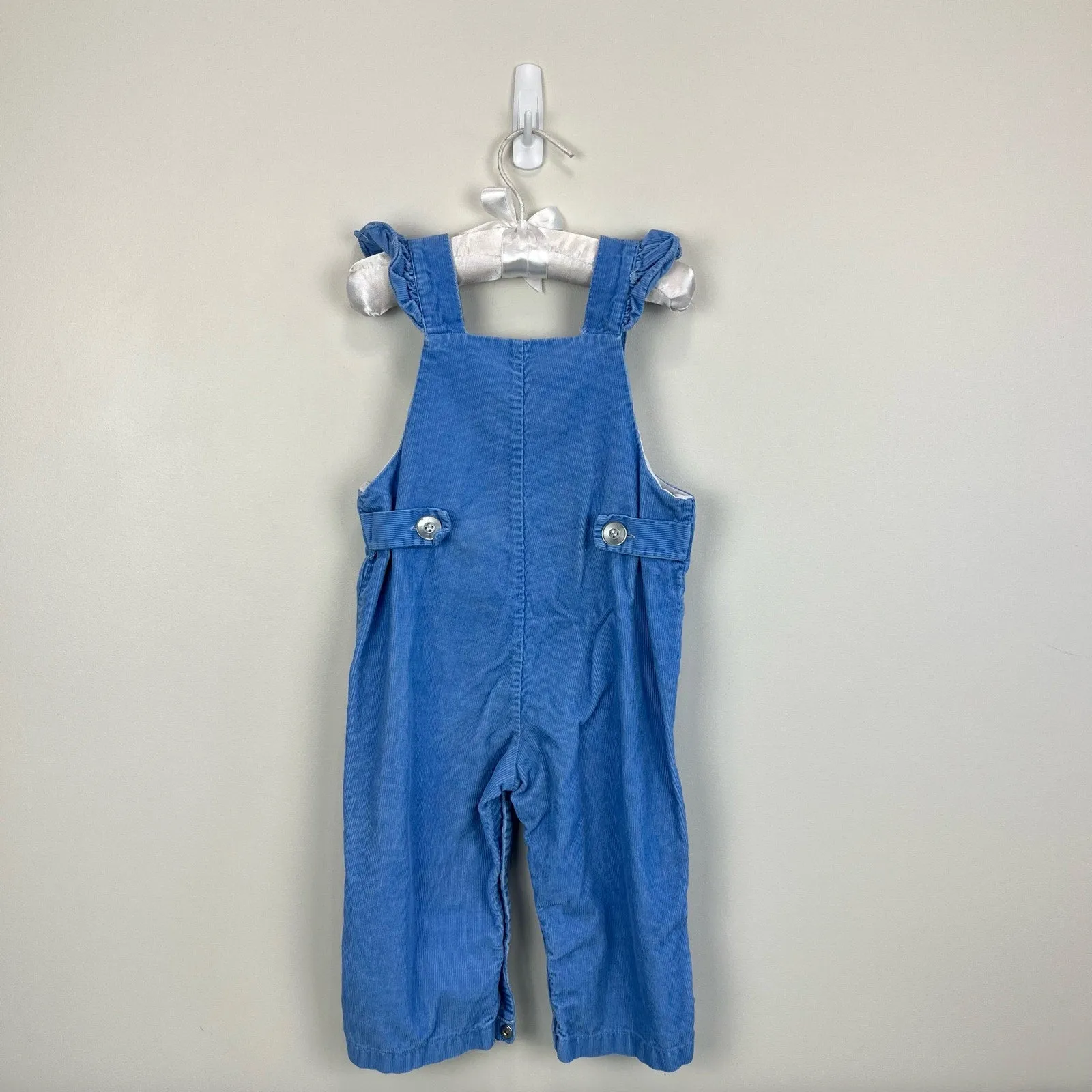 Vintage Blue Corduroy Applique Overalls 24 Months