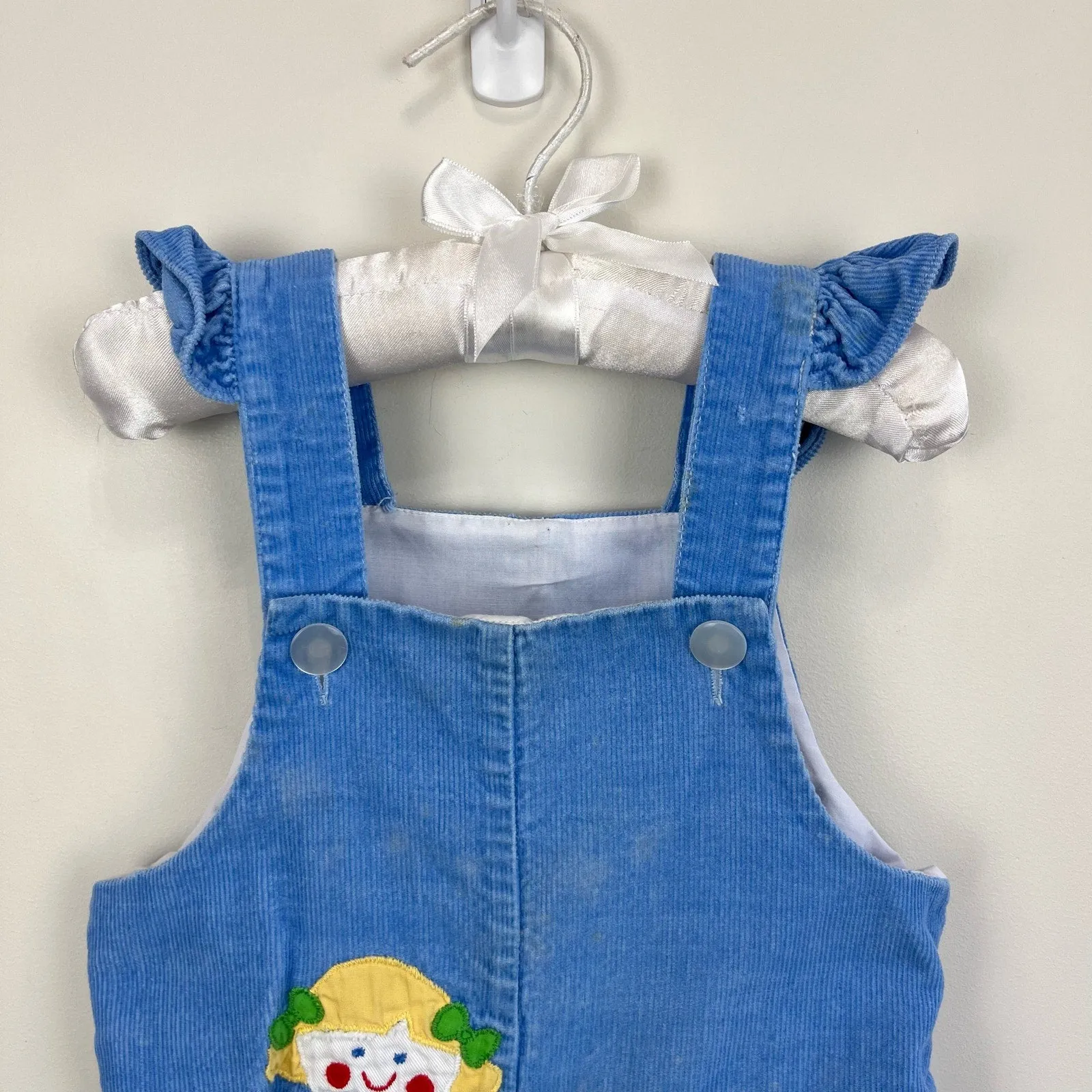 Vintage Blue Corduroy Applique Overalls 24 Months