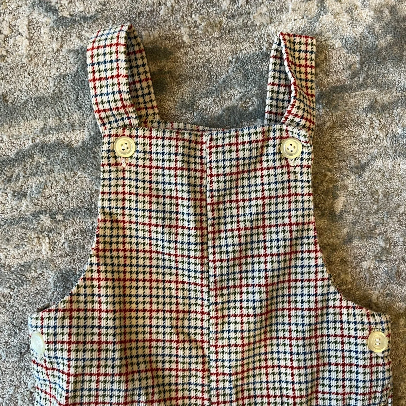 Vintage Healthtex Houndstooth Plaid Corduroy Overalls 5T