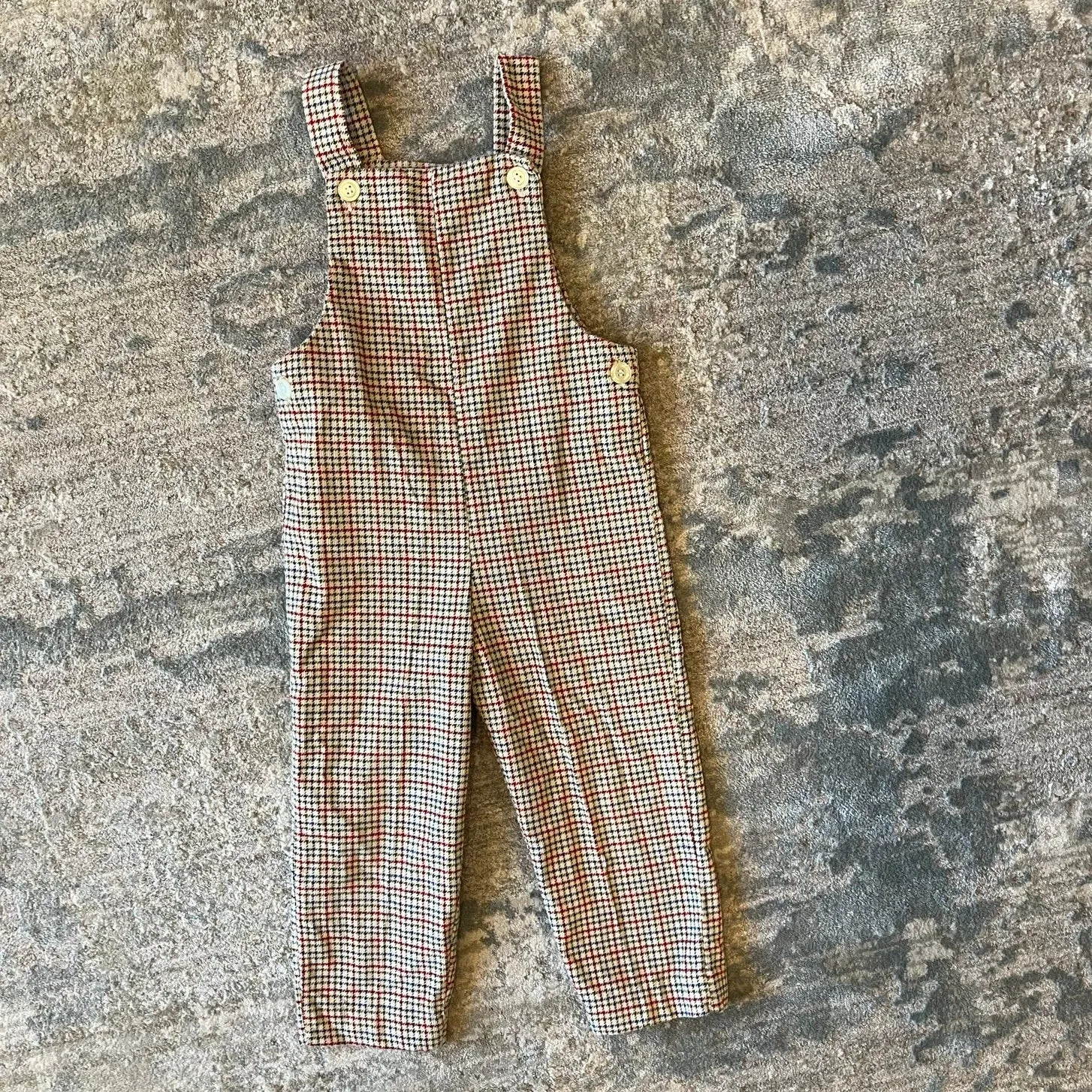 Vintage Healthtex Houndstooth Plaid Corduroy Overalls 5T