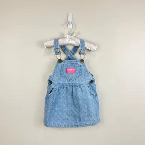 Vintage OshKosh B'gosh Blue Floral Jumper Dress 18 Months USA